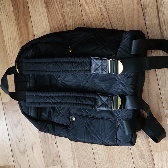 Adrienne Vittadini Black Quilted Backpack with Gold Accents main image 10